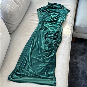 Anthropologie Maya Ruched Cowl Neck Stretch Velvet Dress